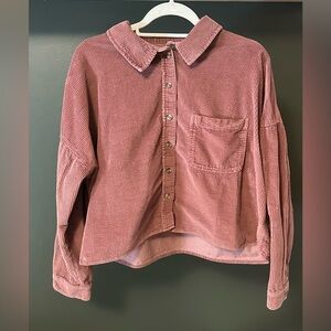 AE Maroon Corduroy Button-Up Shirt
